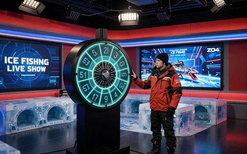 Ice Fishing Live Show Studio mit Host und 53-Segment-Rad